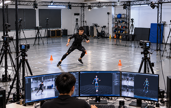 Multi-camera recording of human motion