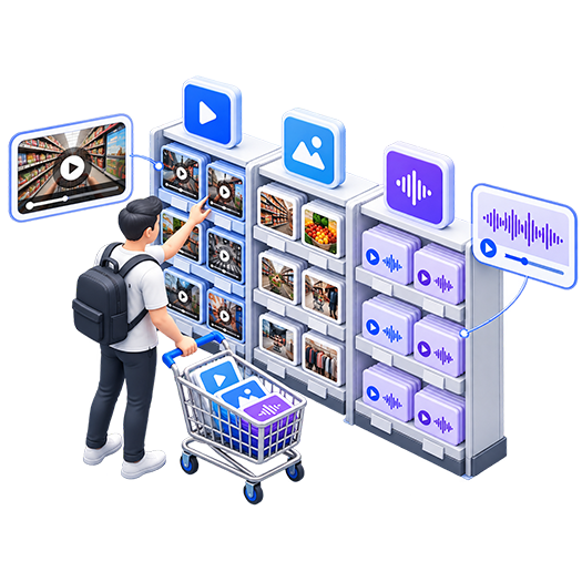 Browsing off-the-shelf OTS datasets for AI training: video, image and audio data collections